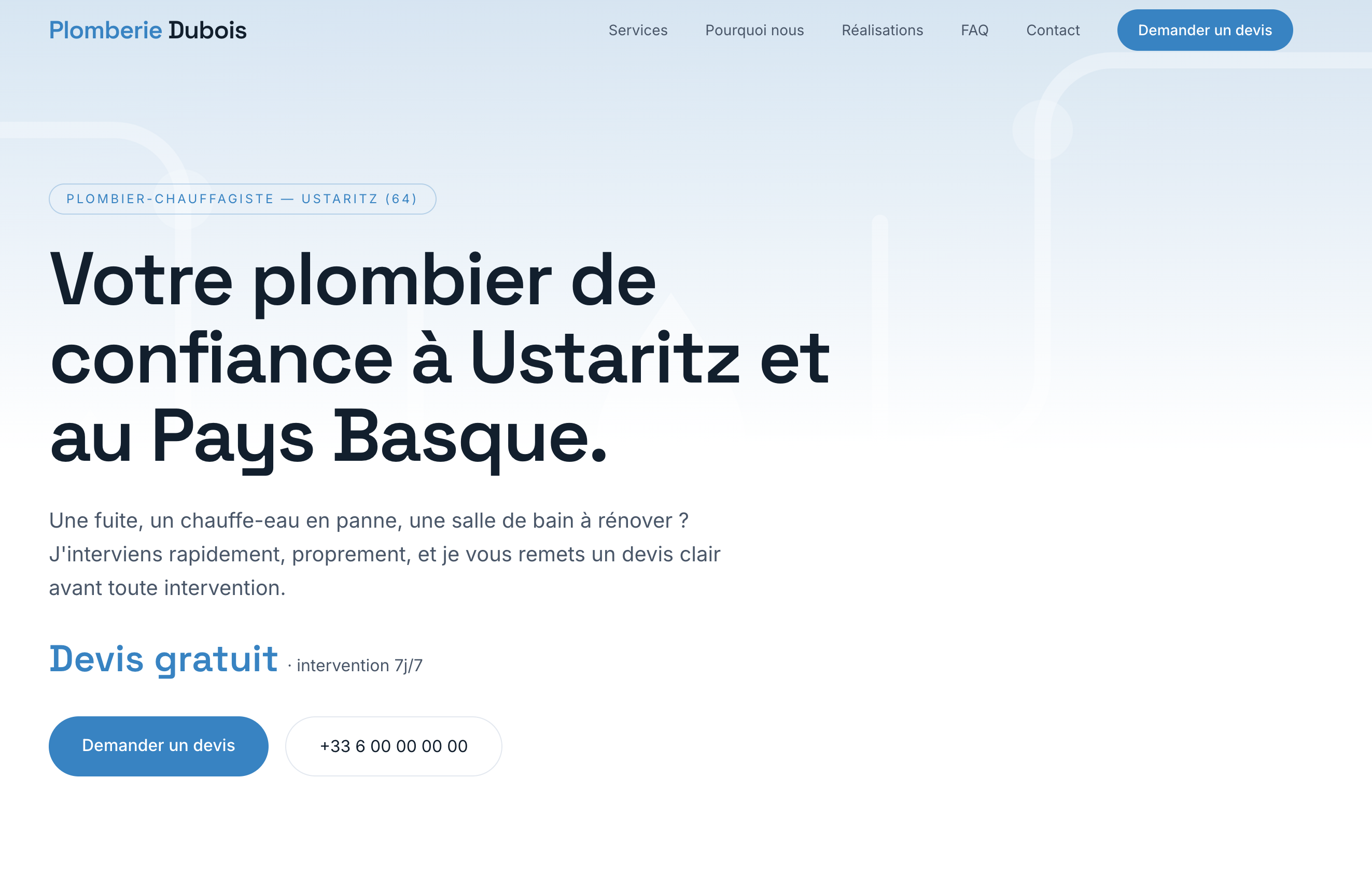 Site web réalisé pour Exemple — Plomberie